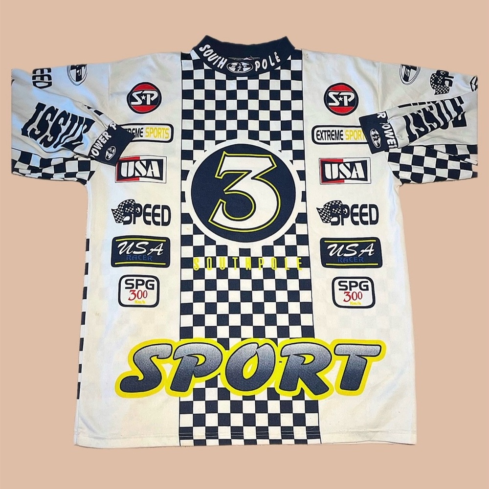 South Pole Men's Black and White Sport Shirt